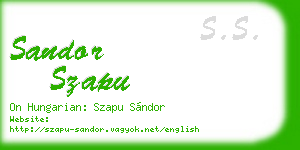 sandor szapu business card